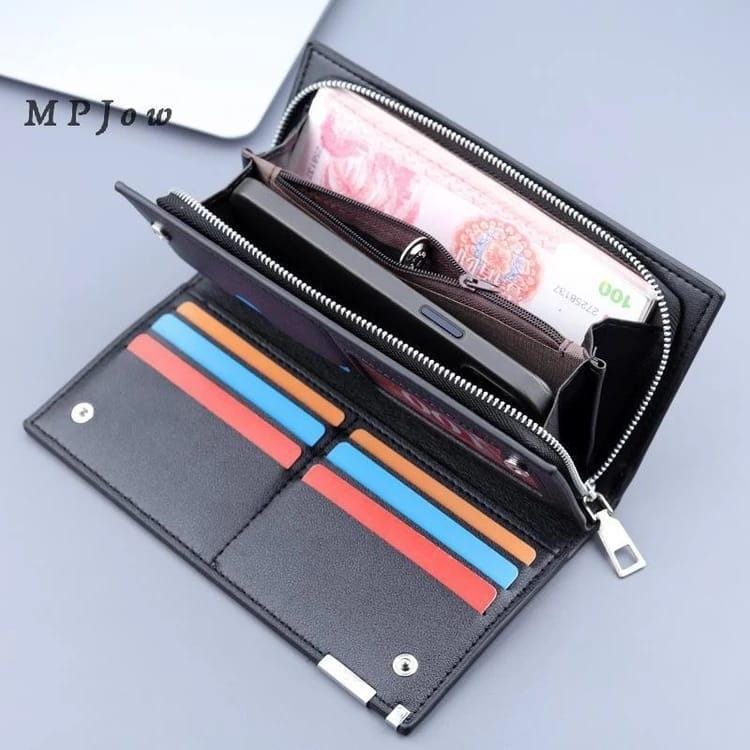 Men’s Leather Long Wallet with Wrist Strap