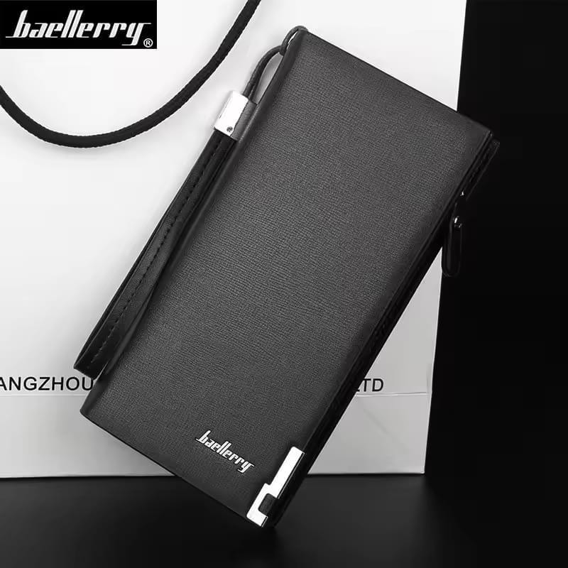 Men’s Leather Long Wallet with Wrist Strap
