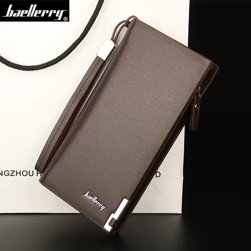 Men’s Leather Long Wallet with Wrist Strap