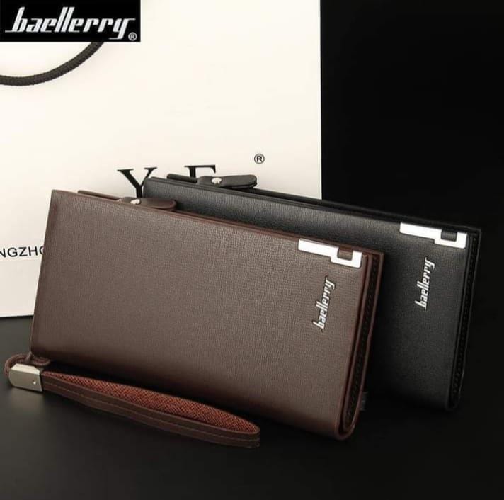 Men’s Leather Long Wallet with Wrist Strap