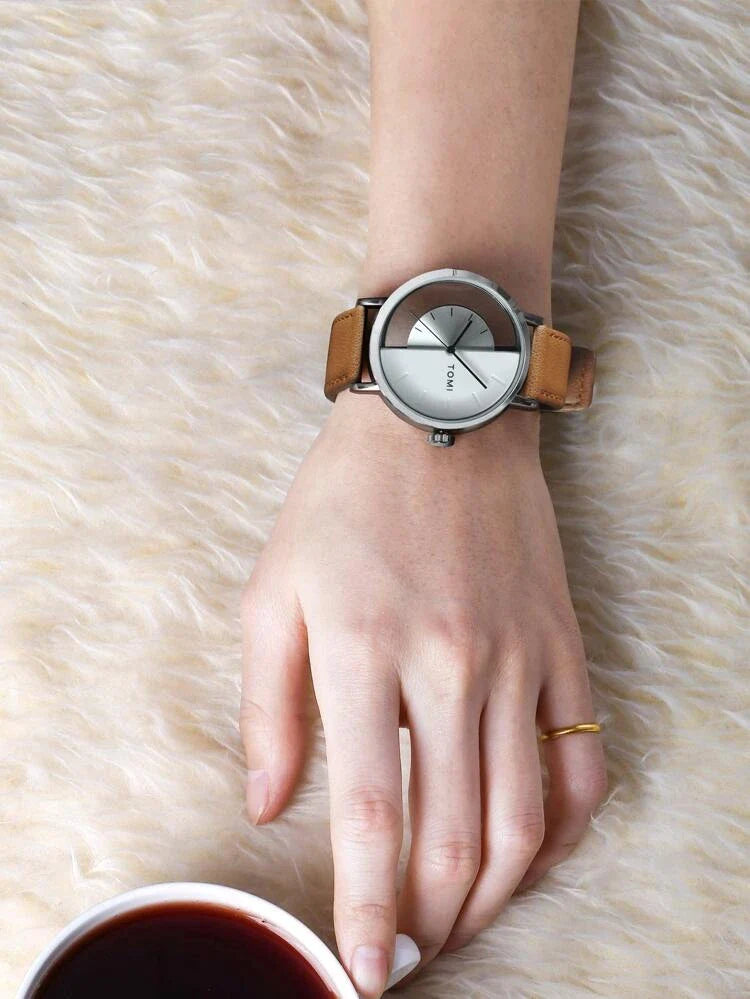 TOMI T-080 Watch Half Transparent Leather Strap
